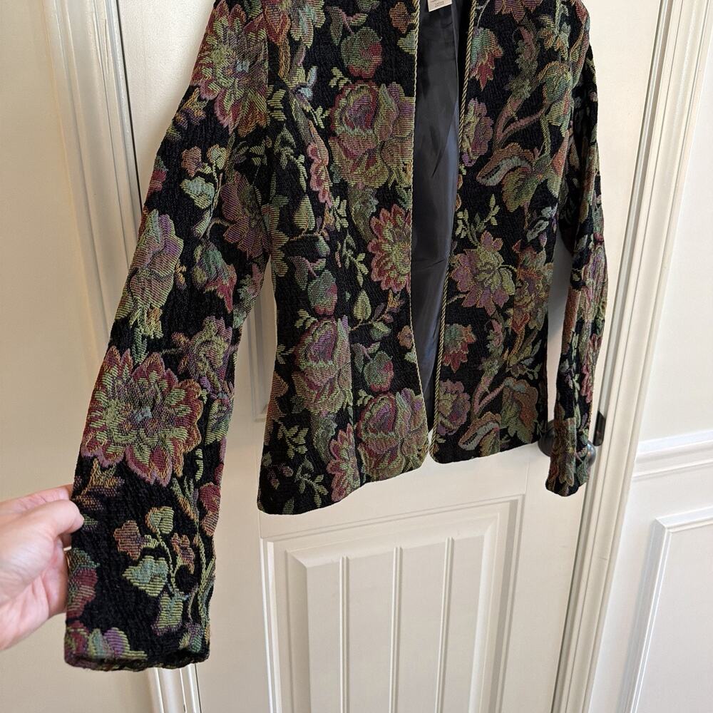VTG Coldwater Creek Floral Tapestry Blazer Women’s Sz 8p Open-Front Collarless - Picture 4 of 9